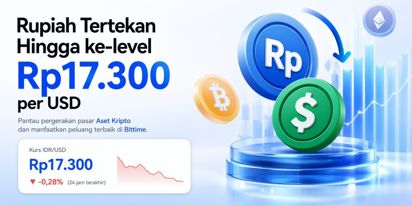 Rupiah Kembali Tertekan Ke-level Terendah Rp17.300 per Dolar AS, Trading Volume $USDT dan $BTC di Bittime Melonjak dalam 24 Jam Rupiah Kembali Tertekan Ke-level Terendah Rp17.300 per Dolar AS, Trading Volume $USDT dan $BTC di Bittime Melonjak dalam 24 Jam