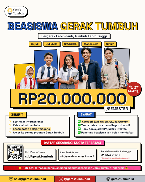 Gerak Tumbuh Luncurkan Beasiswa Rp20 Juta dengan Komitmen Perlindungan Data Gerak Tumbuh Luncurkan Beasiswa Rp20 Juta dengan Komitmen Perlindungan Data