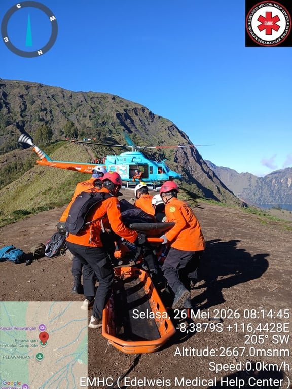Helikopter FINNS Search & Rescue berhasil evakuasi wisatawan terluka dari Gunung Rinjani Helikopter FINNS Search & Rescue berhasil evakuasi wisatawan terluka dari Gunung Rinjani