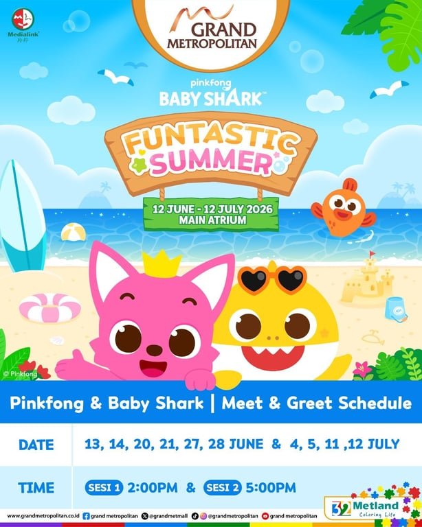 Pertama di Bekasi, Pinkfong and Baby Shark Hadir di Grand Metropolitan Bekasi Selama Libur Sekolah Pertama di Bekasi, Pinkfong and Baby Shark Hadir di Grand Metropolitan Bekasi Selama Libur Sekolah