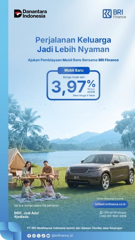 Perjalanan Keluarga Jadi Lebih Nyaman, BRI Finance Hadirkan Pembiayaan Mobil Baru dengan Bunga Mulai 3,97%