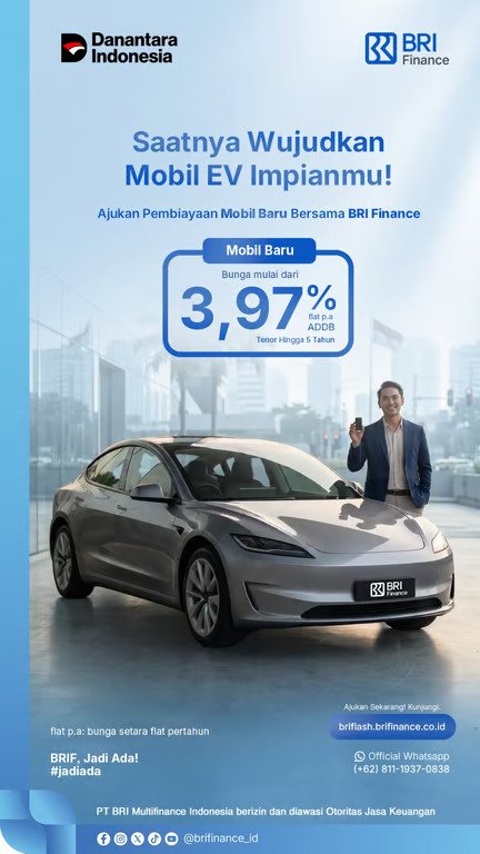 BRI Finance Bidik Pertumbuhan Pasar EV dengan Pembiayaan Bunga Mulai 3,97% BRI Finance Bidik Pertumbuhan Pasar EV dengan Pembiayaan Bunga Mulai 3,97%