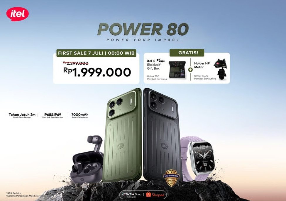 itel POWER 80 Resmi Rilis! Tahan Benturan, Tahan Air, dan Bisa Rekam Video di Dalam Air itel POWER 80 Resmi Rilis! Tahan Benturan, Tahan Air, dan Bisa Rekam Video di Dalam Air