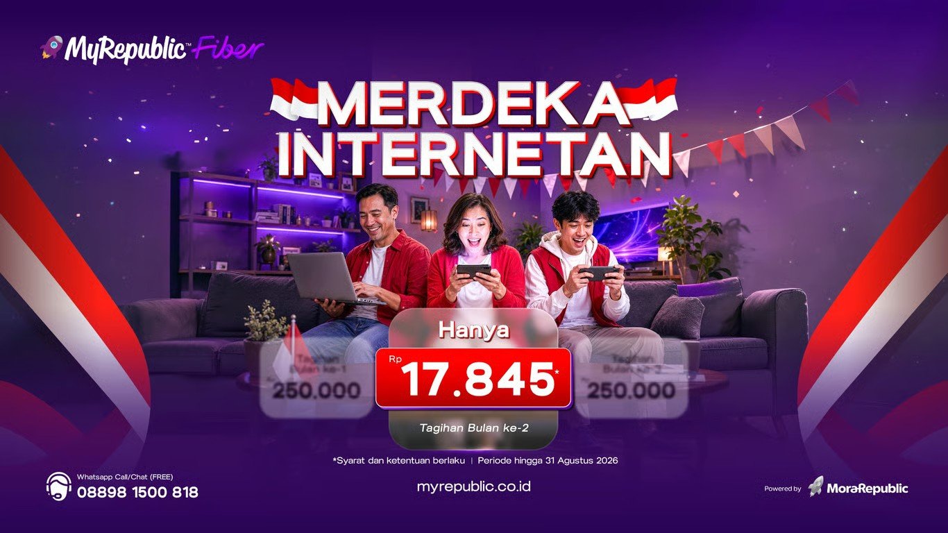 Merdeka Internetan! MyRepublic Fiber Tebar Promo Spesial Rp17.845 untuk Koneksi Tanpa Batas Merdeka Internetan! MyRepublic Fiber Tebar Promo Spesial Rp17.845 untuk Koneksi Tanpa Batas